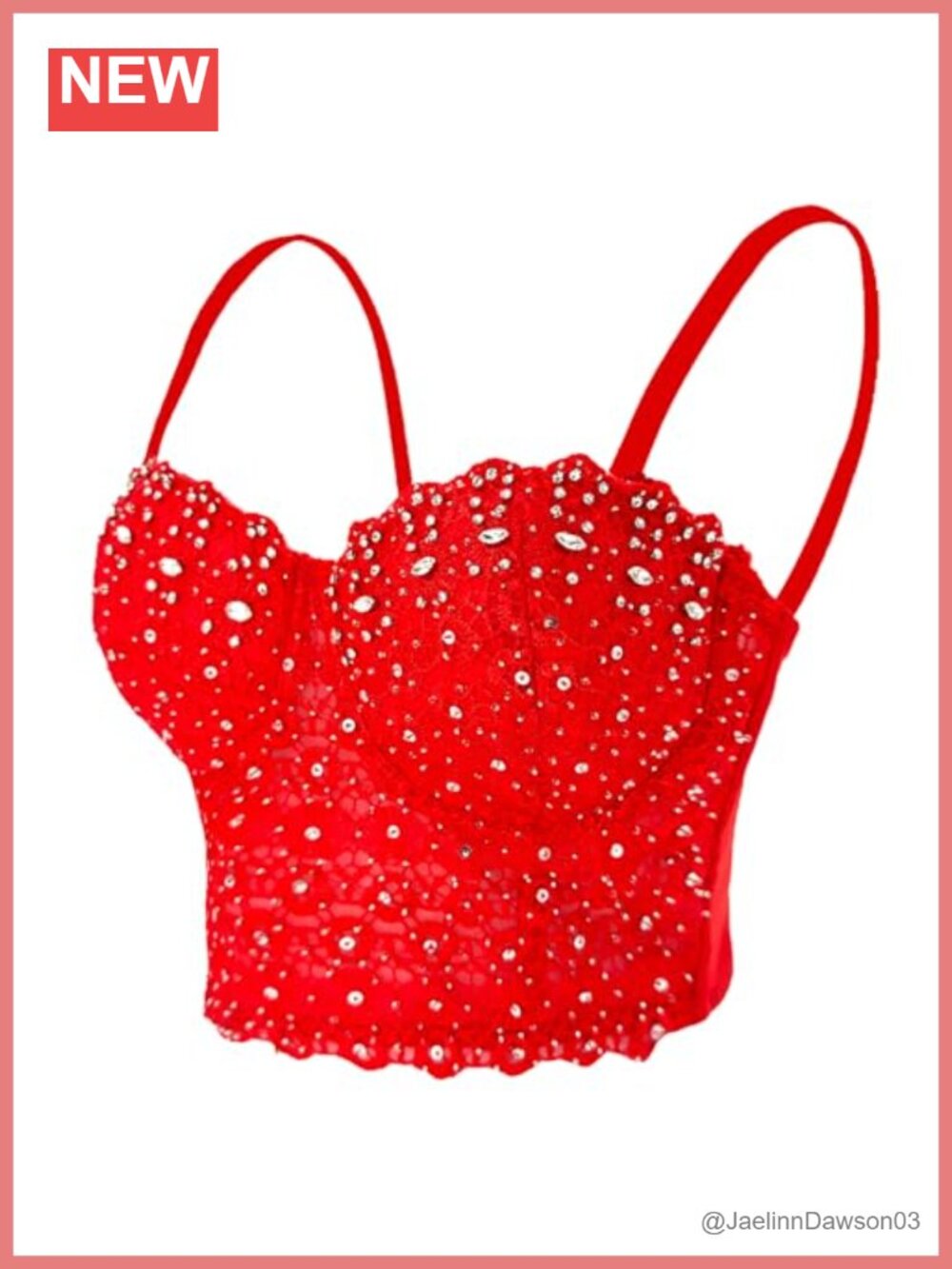 Lace Rhinestone Bustier Crop Top Mesh Corset Push-Up Bra